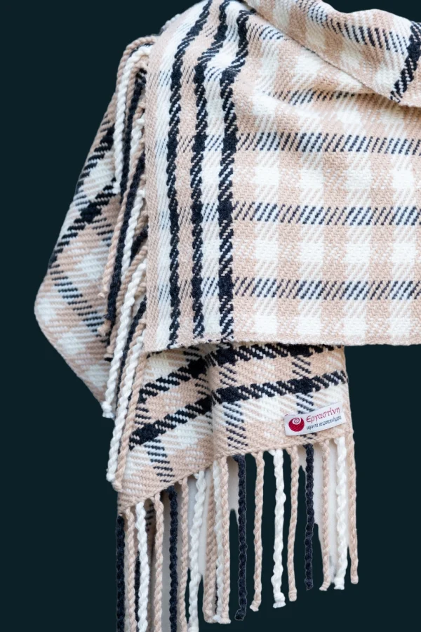 Χειροποίητη εσάρπα Twill με ρίγες στην πλάτη