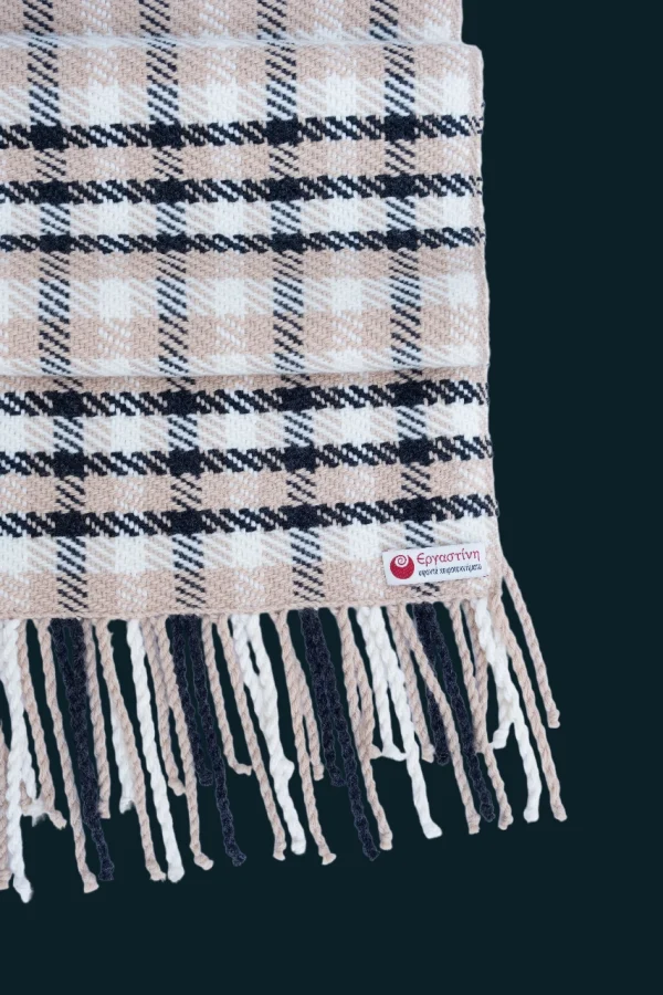 Χειροποίητη εσάρπα Twill με ρίγες στην πλάτη (λεπτομέρεια)